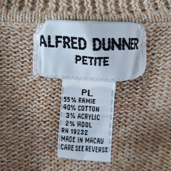 VTG Alfred Dunner Full Zip Sweater Womens PL Beige Knit Cardigan Embroidered 90s - Picture 3 of 15